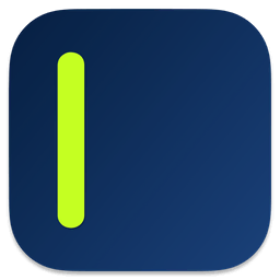 SideNotes application logo icon featuring a bright lime green vertical line on a dark blue square background